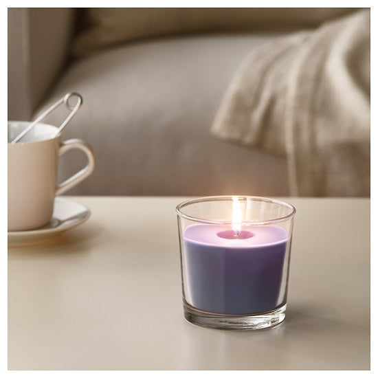 IKEA SINNLIG Scented Candle in Glass, Blackberry, Purple