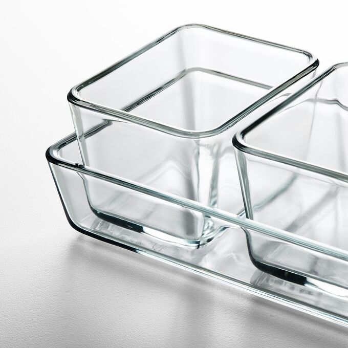 IKEA MIXTUR Oven -Serving Dish Set of 4, For Cooking, Baking, Serving, etc. - Microwave, Dishwasher, and Oven Safe Cookware ,Clear Glass