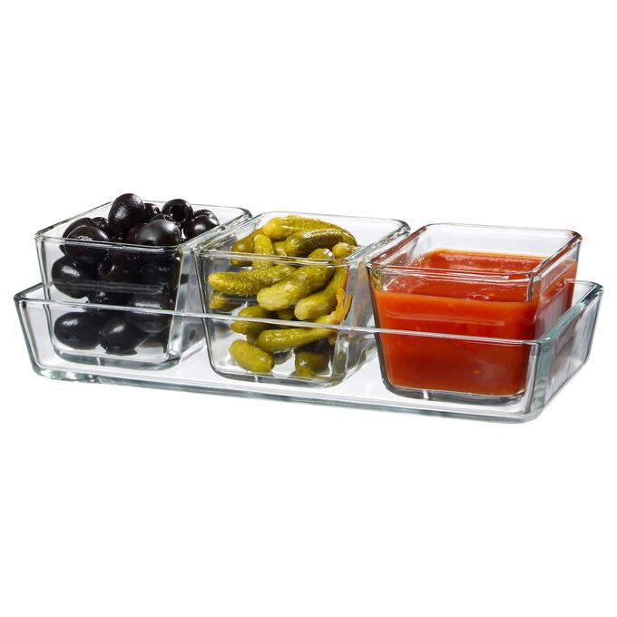 IKEA MIXTUR Oven -Serving Dish Set of 4, For Cooking, Baking, Serving, etc. - Microwave, Dishwasher, and Oven Safe Cookware ,Clear Glass