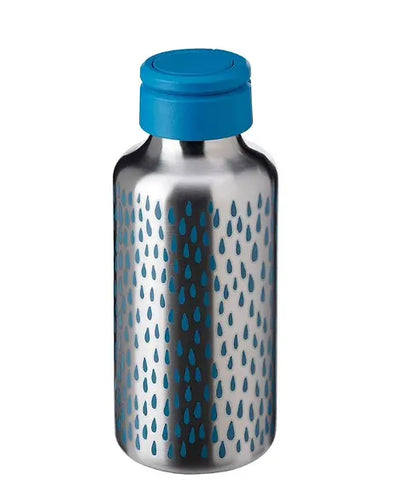 IKEA ENKELSPÅRIG Water Bottle 0.5 Liter, Stainless Steel/Patterned-Blue drops FREE SHIPPING