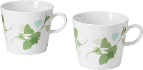 IKEA STILENLIG 33cl White Green Leaf Mug FREE SHIPPING