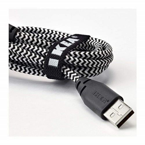IKEA LILLHULT MICRO-USB TO USB CORD, BLACK, WHITE 1.5 M