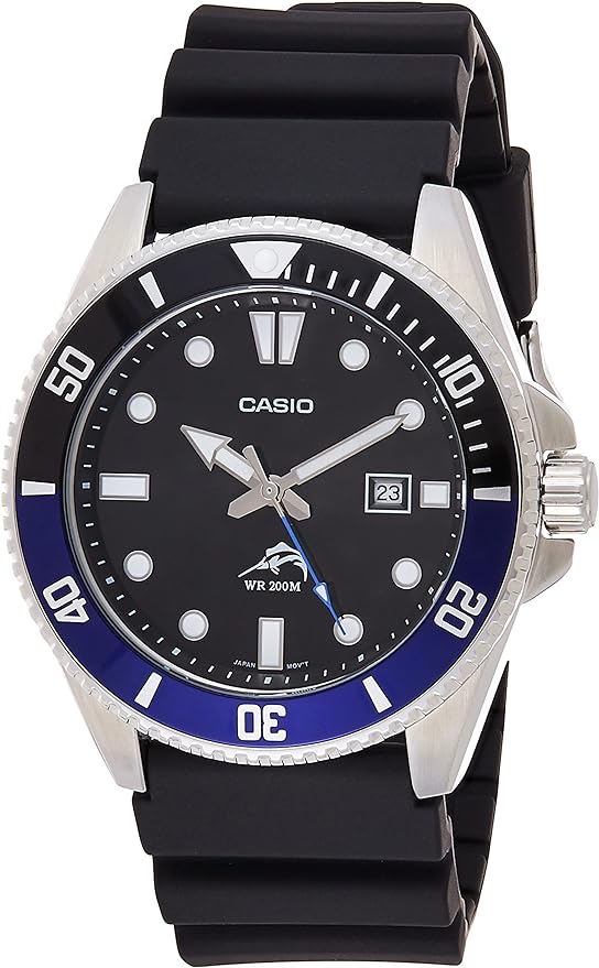 Casio MDV-106B-1A1V BLACK/BLUE Dive Watch with Black Resin Strap FREE SHIPPING