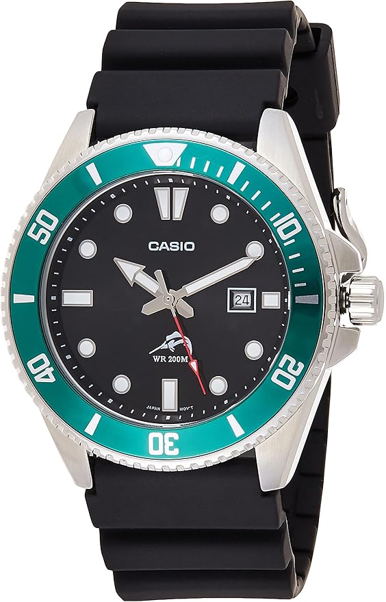 Casio MDV-106B-1A3VCF GREEN Dive Watch with Black Resin Strap FREE SHIPPING