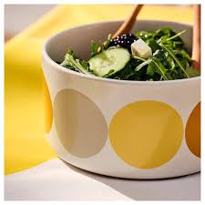 IKEA BRÖGGAN Bowl, dot pattern white/yellow, 20 cm FREE SHIPPING