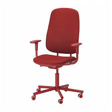 IKEA SMÖRKULL Office chair with armrests, Grasnas red FREE SHIPPING