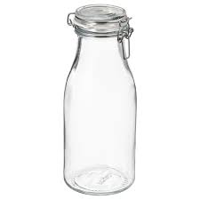 IKEA KORKEN Bottle shaped jar with lid, clear glass, 1 l FREE SHIPPING