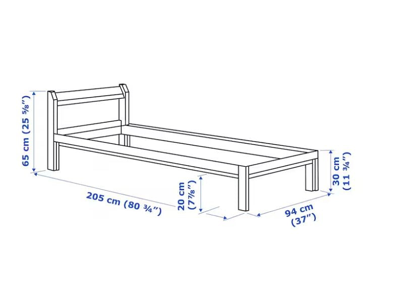 IKEA NEIDEN Bed Frame, Pine Birch, Luroy, 90×200 cm