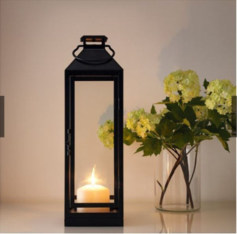 IKEA LAGRAD Lantern For Block Candle, in/outdoor, Black, 43 cm