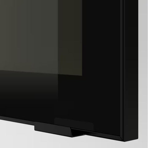 IKEA METOD Wall Cab Horizontal w 2 glass Doors, Black, Jutis Smoked Glass, 60×80 cm