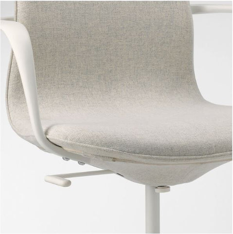 IKEA LANGFJALL Office Chair with Armrests, Gunnared Beige, White