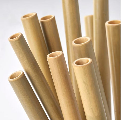 IKEA OKUVLIG Drinking Straws with Cleaning Brushes, Bamboo-Palm, Set of 14