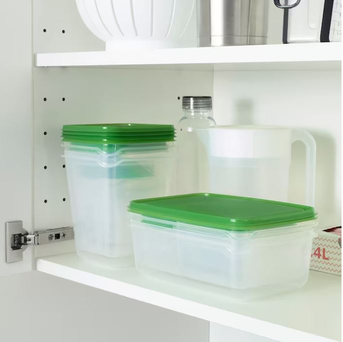 IKEA PRUTA Food Container, Set of 17, Transparent,Green