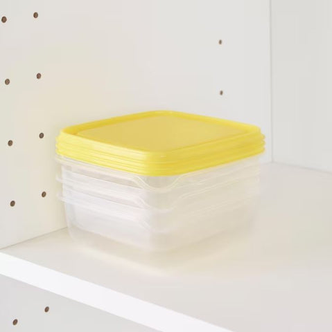 IKEA PRUTA Food Container, Transparent / Yellow 0.6L- 3Pack