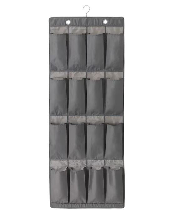 IKEA SKUBB Hanging Shoe Organiser with 16 Pockets- Dark Grey