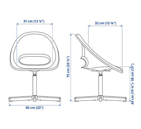 IKEA LOBERGET Seat Shell -SIBBEN Frame, Junior Swivel Chair - White FREE SHIPPING