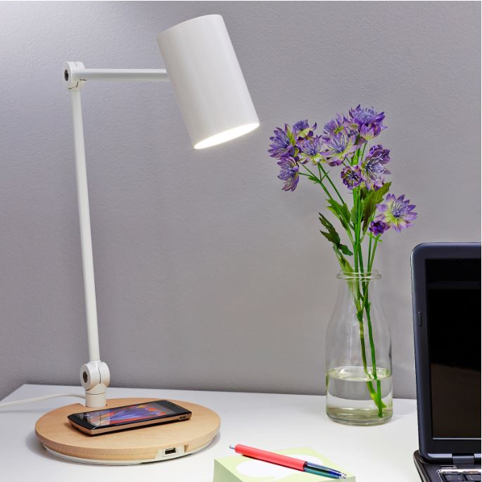 IKEA RIGGAD LED Work Lamp with Wireless Charging, White