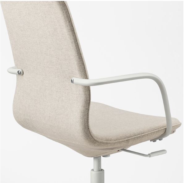 IKEA LANGFJALL Office Chair with Armrests, Gunnared Beige, White
