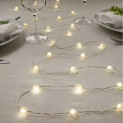 IKEA SNOYRA LED Lighting Chain with 40 Lights, Indoor, Battery-Operated Silver-Colour