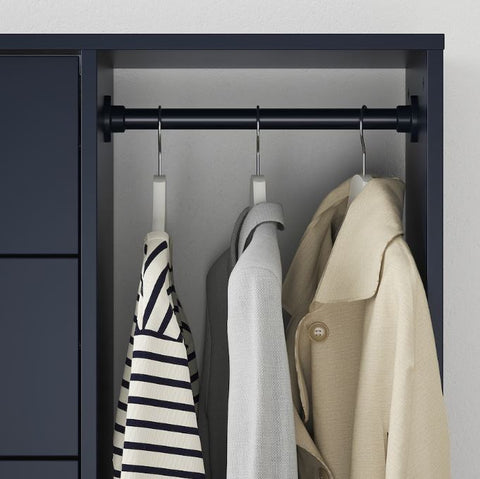 IKEA NORDMELA Chest of drawers With Clothes Rail, Storage Organizer Portable Wardrobe Closet Bedroom Dresser With Large Drawers For Free Storage, Perfect For Ideal Home, Black-Blue 119x118 cm