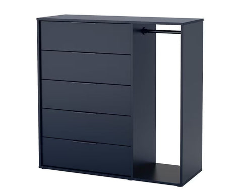 IKEA NORDMELA Chest of drawers With Clothes Rail, Storage Organizer Portable Wardrobe Closet Bedroom Dresser With Large Drawers For Free Storage, Perfect For Ideal Home, Black-Blue 119x118 cm