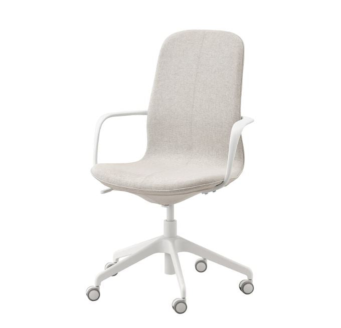 IKEA LANGFJALL Office Chair with Armrests, Gunnared Beige, White
