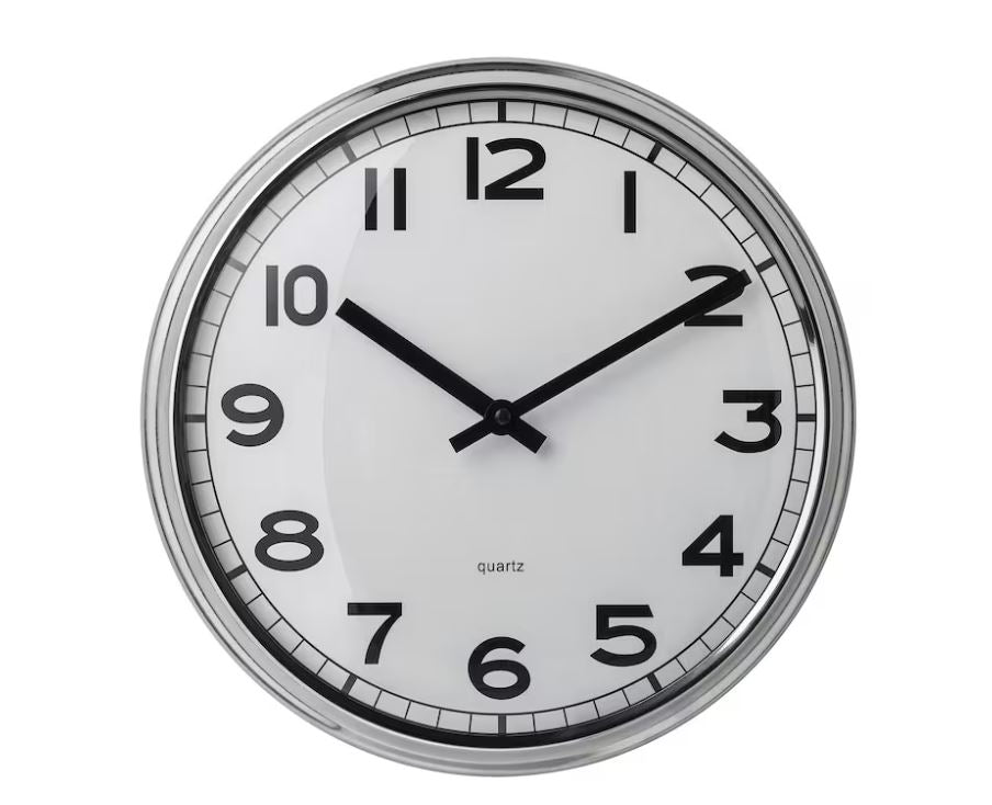 IKEA PUGG Wall Clock, Stainless Steel, 32 cm
