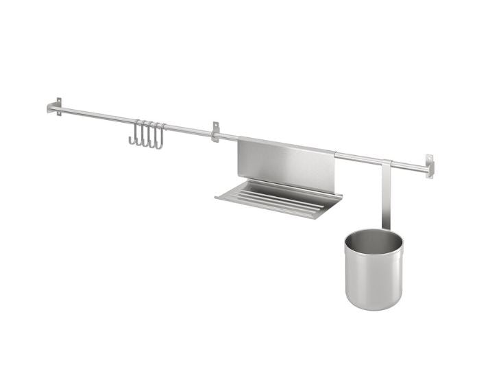 IKEA KUNGSFORS Rails With Hooks Tablet Stand+Container, Stainless Steel, 112cm
