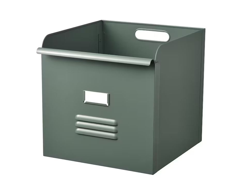IKEA REJSA Box Grey Green/Metal, 32x35x32cm