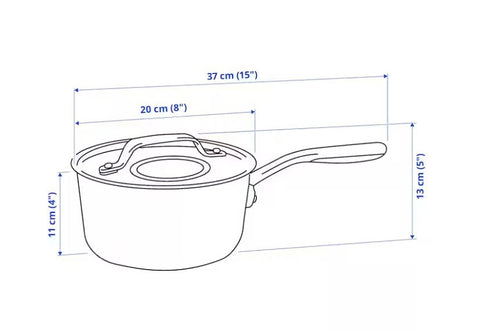 IKEA SENSUELL Saucepan With Lid, Stainless Steel/Grey, 2.4 l