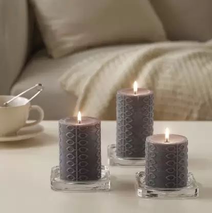 IKEA NJUTNING Scented Block Candle, Set Of 3 Blossoming Bergamot