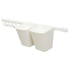 IKEA SUNNERSTA Rail with 4 hooks and 2 containers, white FREE SHIPPING