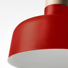 IKEA BUNKEFLO Pendant lamp, red/birch, 36 cm FREE SHIPPING