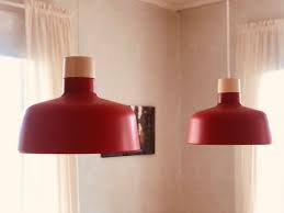 IKEA BUNKEFLO Pendant lamp, red/birch, 36 cm FREE SHIPPING