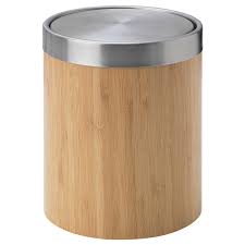 IKEA TRASKET Waste bin, stainless steel/bamboo veneer, 3 L