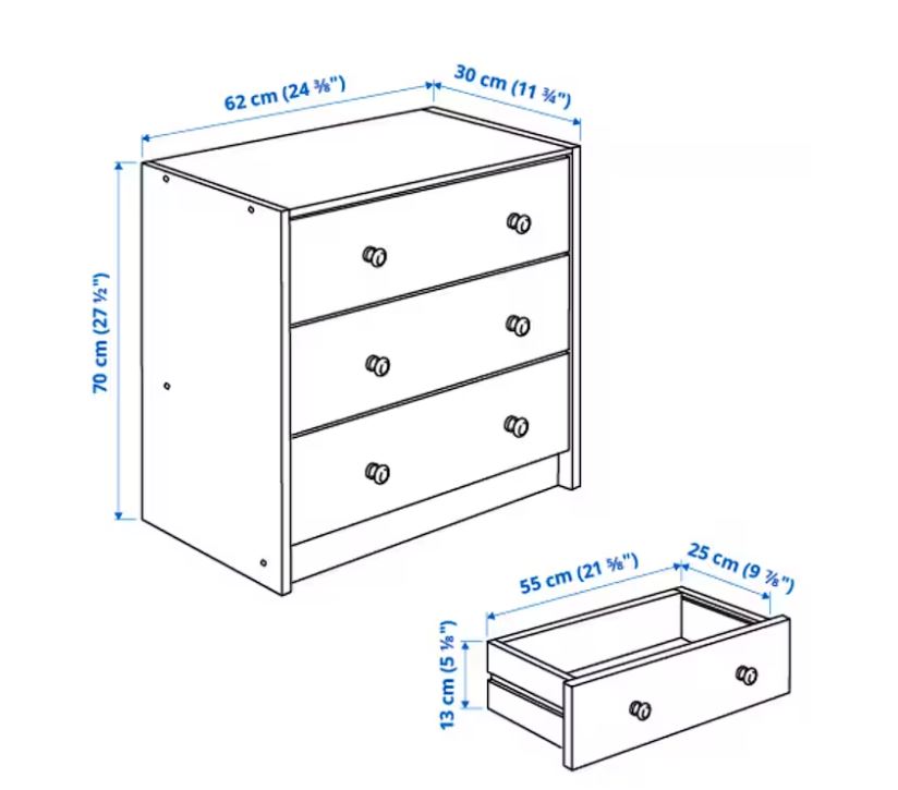 IKEA RAST Chest of 3 Drawers, Pine, 62×70 cm