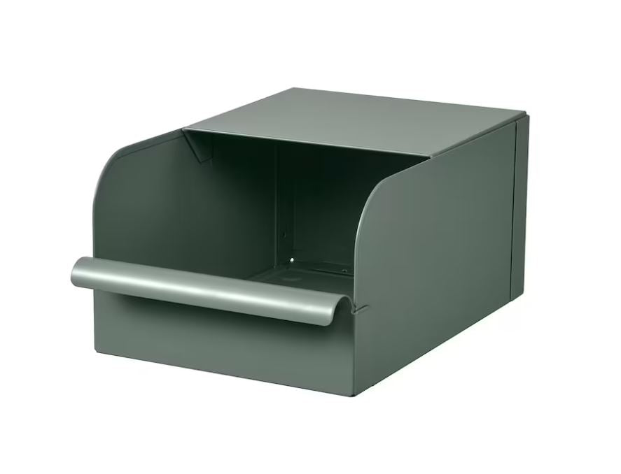 IKEA REJSA Box Grey Green/Metal, 17.5×25.0x12.5cm