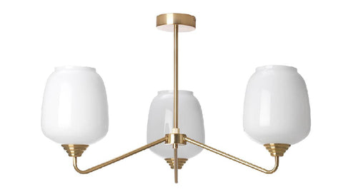 IKEA ATERSKEN Ceiling Lamp with 3 Lamps, Opal White Glass