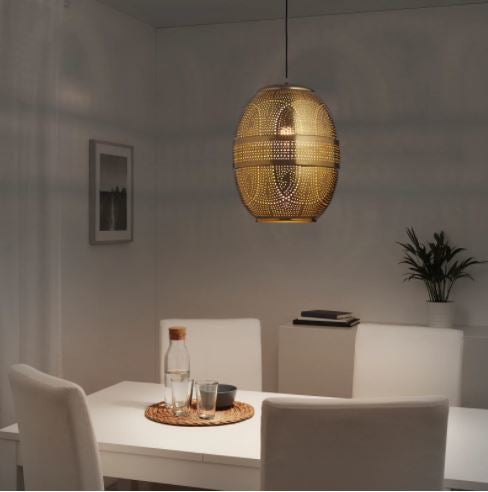 IKEA ANROPA Pendant Lamp, Hanging Lamp, Pendant Lighting, Ceiling Hanging Lamp, Pendant Lamp for Living Room, Brass-Colour