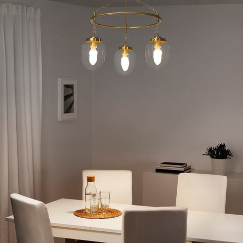 IKEA ATERSKEN Pendant Lamp with 3 Lamps, Clear Glass