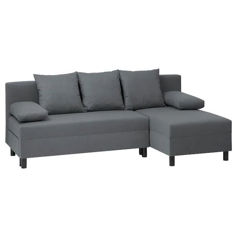 IKEA ANGSTA Sofa Bed with Chaise Longue, Dark Grey