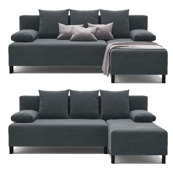 IKEA ANGSTA Sofa Bed with Chaise Longue, Dark Grey