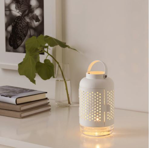 IKEA ADELHET Lantern for Tealight, White 21 cm