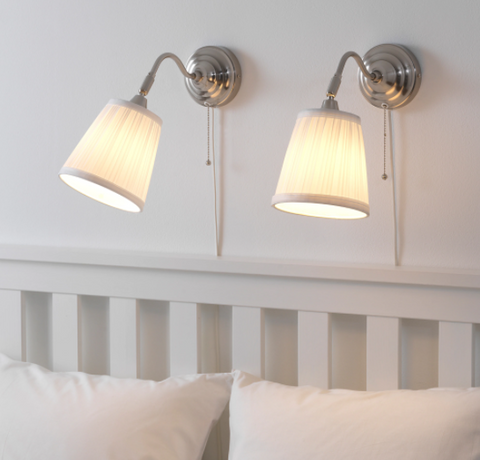 IKEA ARSTID Wall Lamp, Lighting, Wall Lights, Decorative Light, Elegant Design Lamp, Cosy Atmosphere, Nickel-Plated-White