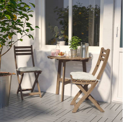 IKEA ASKHOLMEN Table for Wall Outdoor Folding 70x44 cm Light Brown Stained
