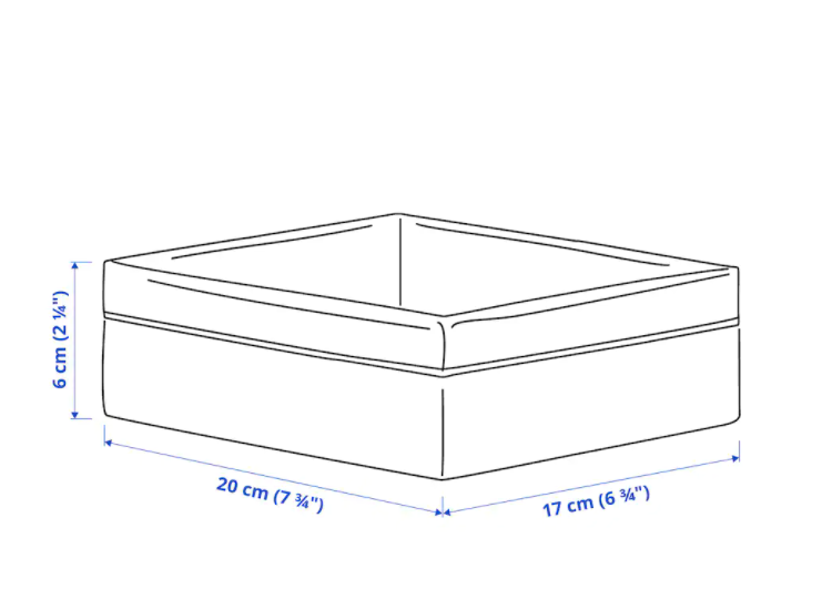 IKEA BAXNA Organiser,  Storage Organiser For Drawers Grey - White 17x20x6 cm