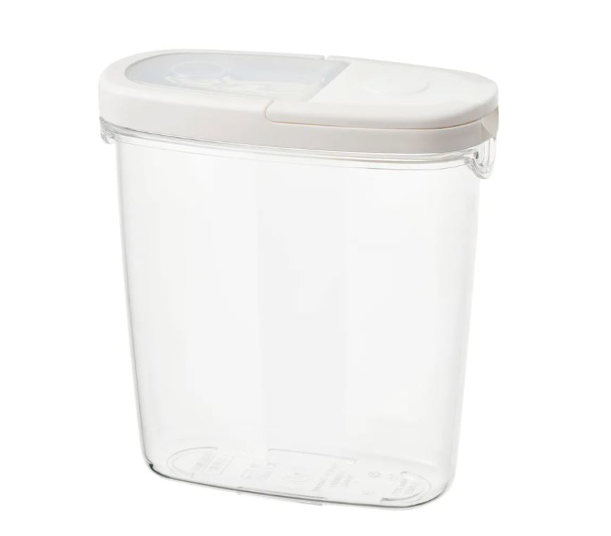 IKEA 365+ Dry Food Jar With Lid, Plastic Food Storage Jars for Kitchen & Household Storage of Dry Goods, Nuts, Cookie and more Transparent - White 1.3 L