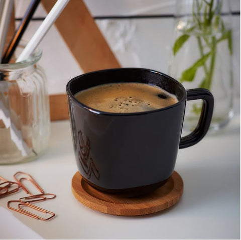 IKEA BACKIG Mug, Tea Mug, Coffee Mug, Heat Resistant Glass, Mug 37 cl Black