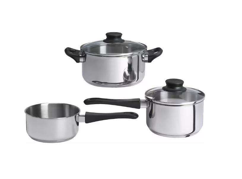 IKEA ANNONS 5-Piece Cookware Set, Glass, Stainless Steel