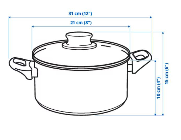 IKEA ANNONS Pot With Lid, Glass - Stainless Steel 2.8 L
